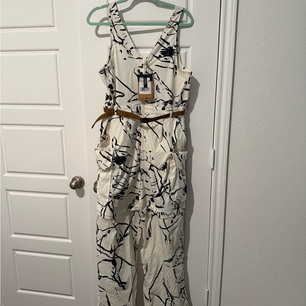 The North Face Cream Jumpsuit with Black Abstract Print
